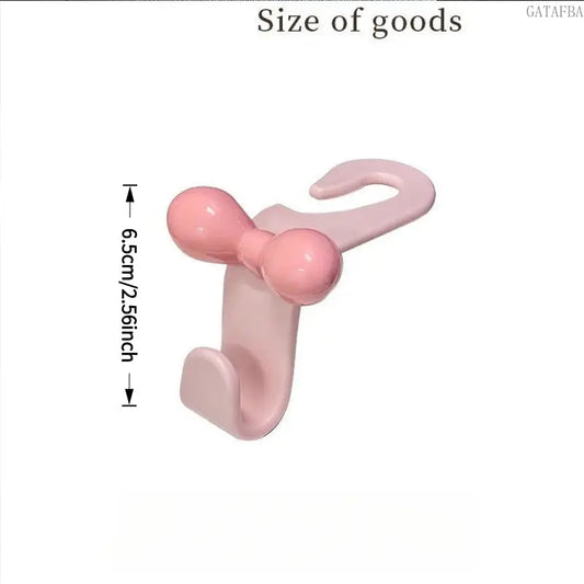 2pcs Bow Car Headrest Hook, Pink Storage Hanger, Interior Organizer Accessory for Vehicle