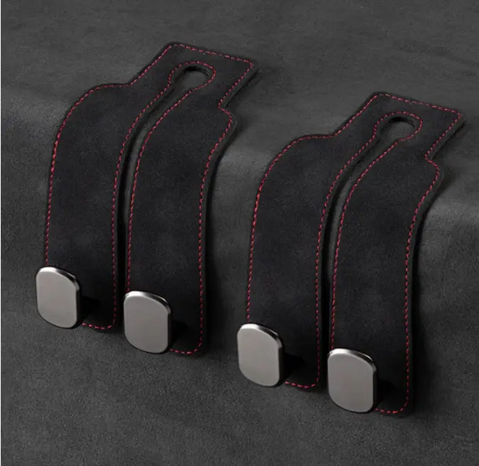 OSAWALLA Car Seat Back Headrest Storage Hooks - 2-Pack Black Heavy Duty Car Interior Accessories, Lightweight with Firm Bag Hold for Organizing Purses & Bags, Father's Day Gift