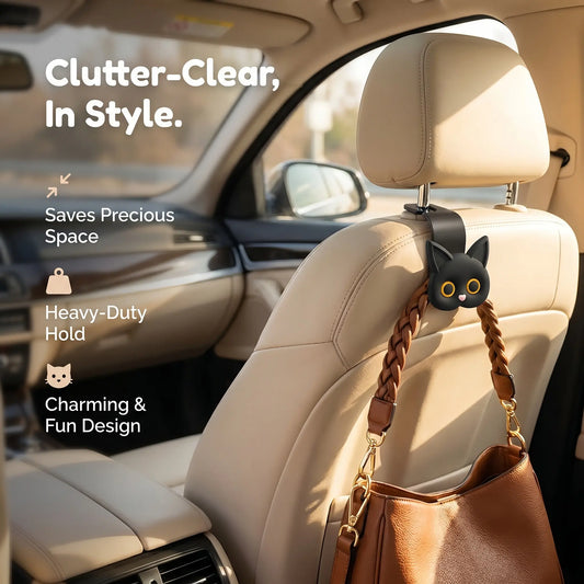 2 PCS Cute Cat Design Car Seat Back Hook, Multifunctional Car Seat Back Hidden Hook, Universal Car Interior Accessories for Women & Girls, Car Seat Decorative, Holder, Car Organizer, Car Hooks, Car Organizers and Storage-YY0