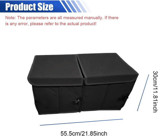 Car Trunk Organizer, Collapsible Multi Compartment Car Storage Box with Lid & Reinforced Handles, Adjustable Waterproof Storage Organizer Accessories for SUVs Cars Trucks (Black)