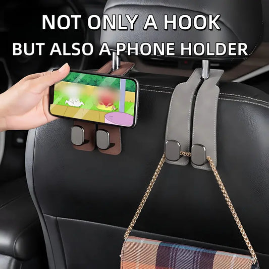 sohochic Car Seat Headrest Hooks Suede Car Storage Organizer, 2-Pack for Car Interior Accessories, Secure Hold, Space-Saving Design, Keeps Purses, Bags & Backpacks Safe