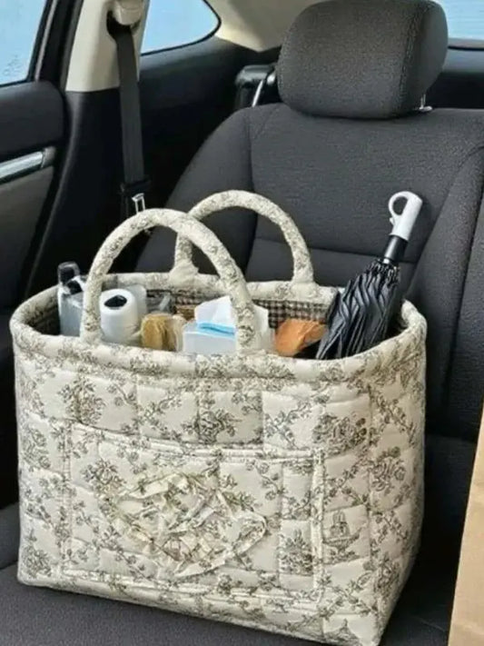 Compact Woven Storage Organizer Box - Space Saving Storage Organization Auto Accessory, Car Interior Accessory for Cars, Multi-Purpose Organizer for Home Clothes, Books, Work Supplies