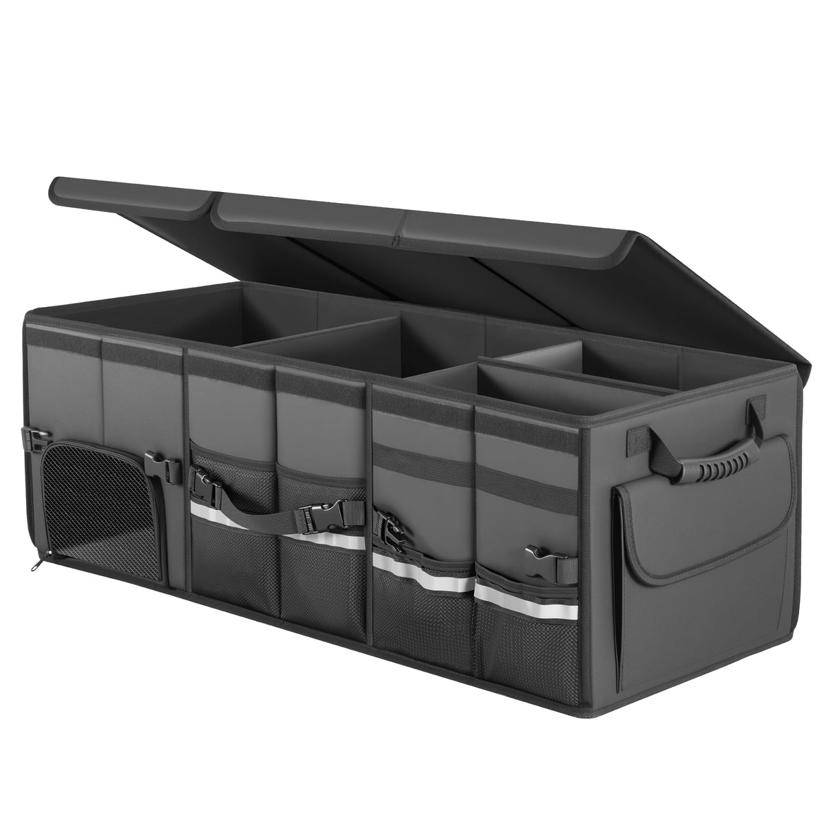 Trunk Organizer Car Organizer Leather Storage Box 3-grid Foldable