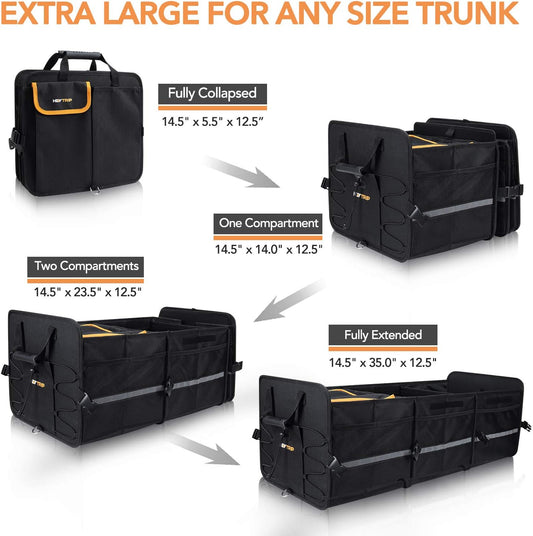 HEYTRIP Large Trunk Organizer with Built-in Leakproof Cooler Bag, Black
