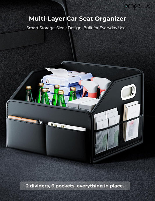 Car Seat Organizer, Collapsible, Black