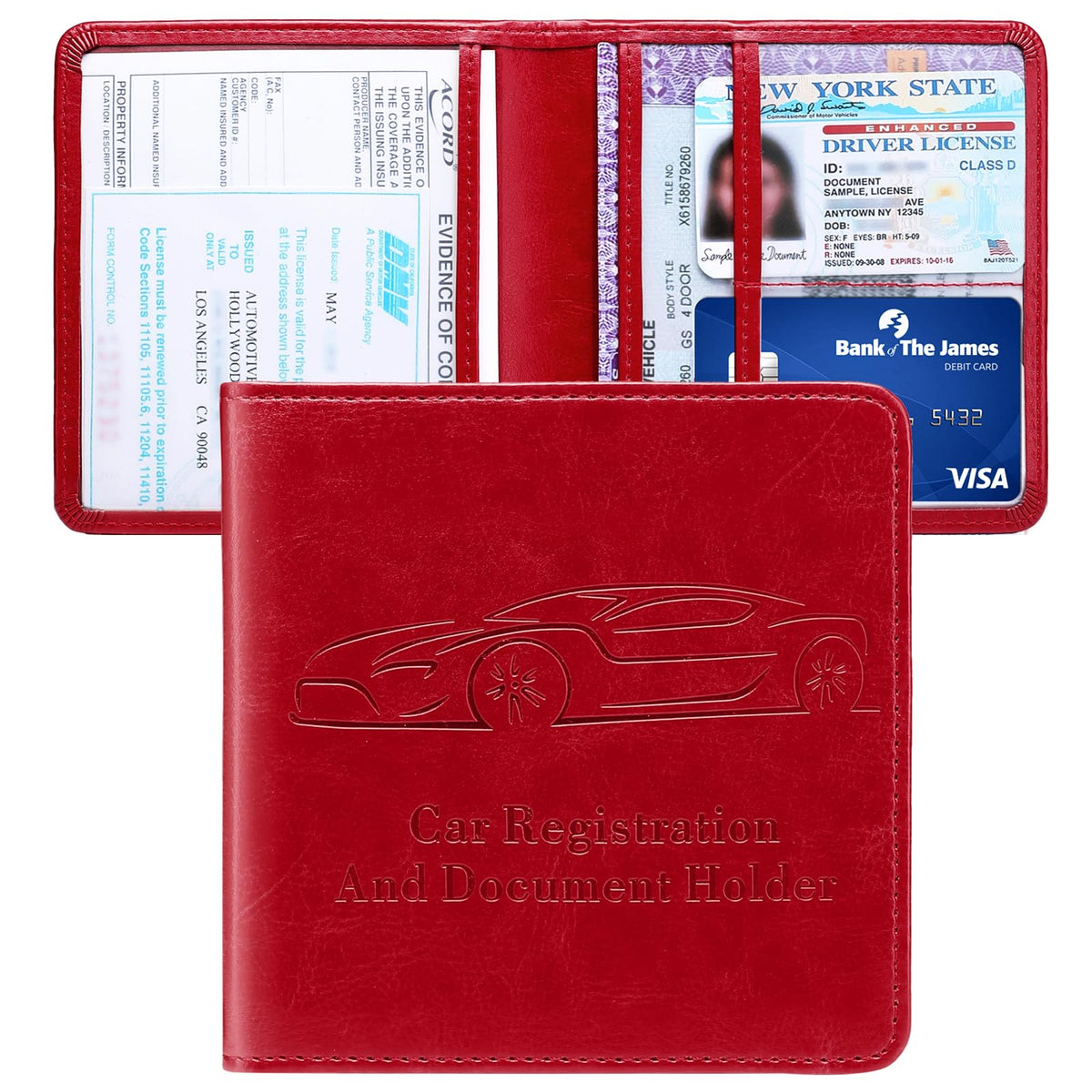 Car Registration and Insurance Holder, Vehicle Glove Box Car Organizer with Magnetic Closure for Documents, Cards, License Car Organization, 1-Pack Black