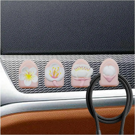 4 count Mini Hooks, Self-Adhesive Dashboard Sticky Hooks Holders, Multifunctional Auto Backseat Hangers Interior Storage Organizer for Earphones ()