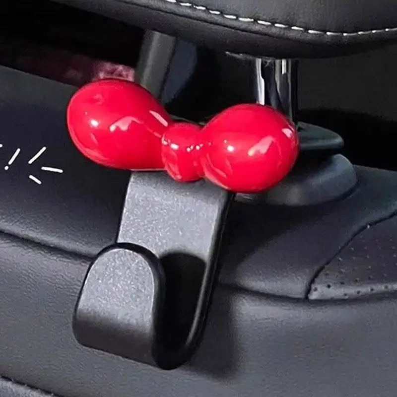 2pcs Bow Car Headrest Hook, Pink Storage Hanger, Interior Organizer Accessory for Vehicle