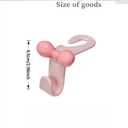2pcs Bow Car Headrest Hook, Pink Storage Hanger, Interior Organizer Accessory for Vehicle