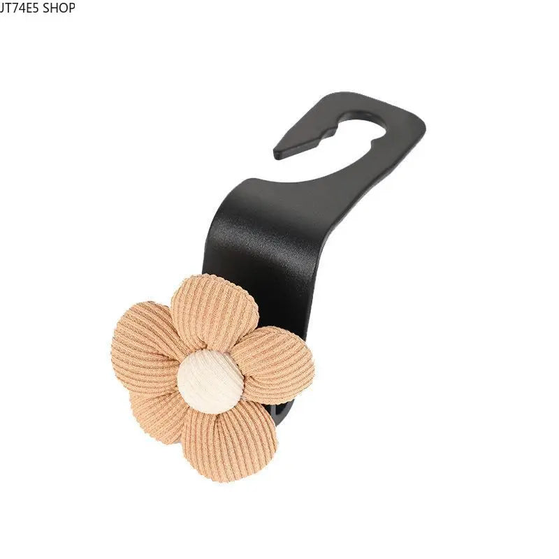 Women's Khaki Small-Flower Multi-Functional Car Seat Back Hook, Stylish Storage Hanger, Practical Car Interior Fashion Accessory,sohochic