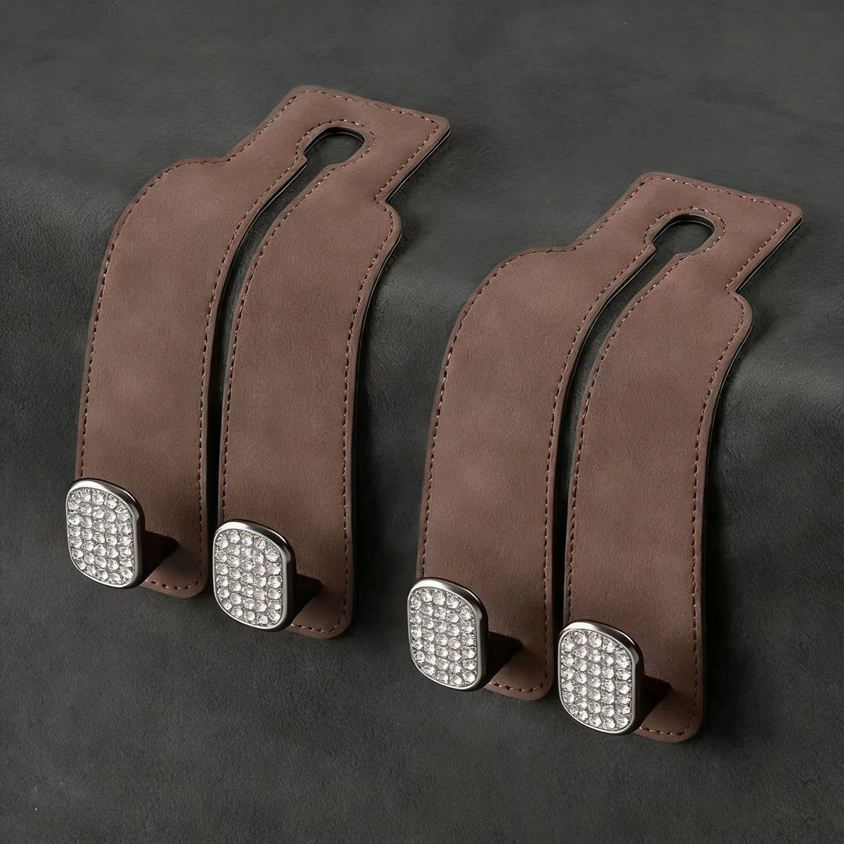 Car Seat Back Storage Hook, Car Seat Headrest Hook,Car Hooks for Purses and Bags, Purse Holder for Car, Leather Car Seat Back Storage Hook Double Hook Car Seat Hangers Organization Accessories