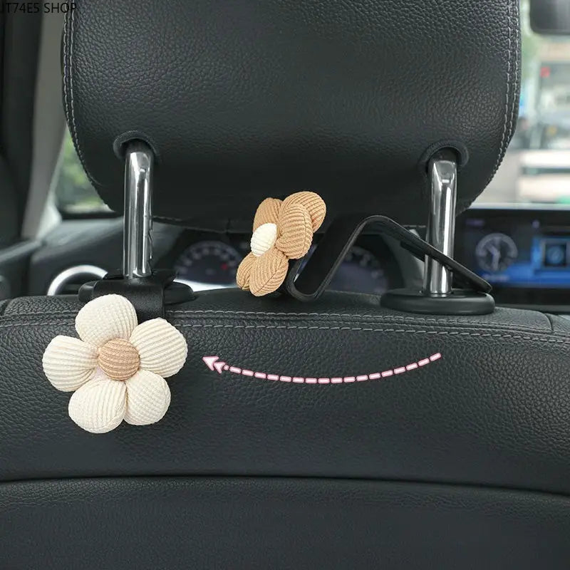 Women's Khaki Small-Flower Multi-Functional Car Seat Back Hook, Stylish Storage Hanger, Practical Car Interior Fashion Accessory,sohochic