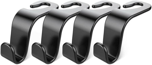 Car Seat Headrest Hook 4 Pack Hanger Storage Organizer Universal for Handbag Purse Coat fit Universal Vehicle Car Black S Type