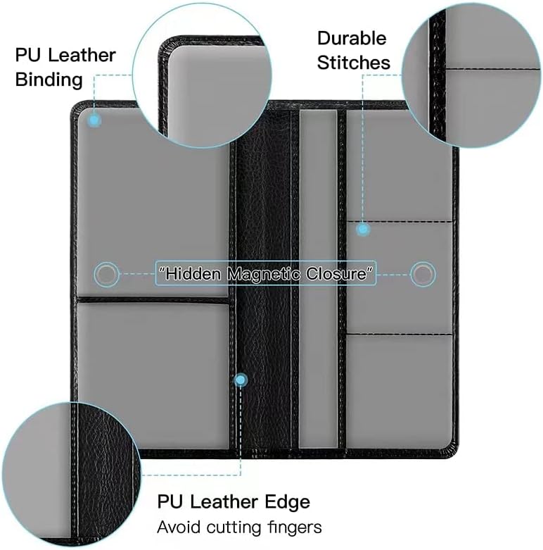 Valardoh Premium Car Registration and Insurance Card Holder, Car Document Holder for Cards, Driver License & other Essential Documents (Black)
