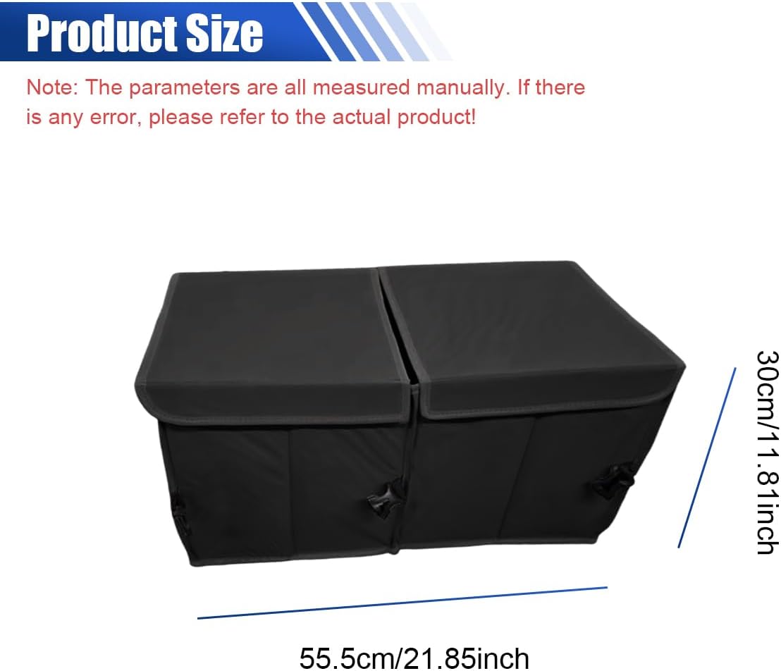Car Trunk Organizer, Collapsible Multi Compartment Car Storage Box with Lid & Reinforced Handles, Adjustable Waterproof Storage Organizer Accessories for SUVs Cars Trucks (Black)