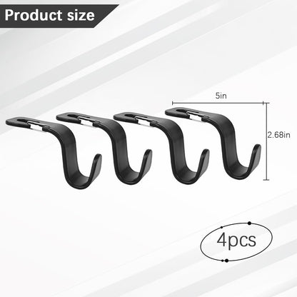Zpana Car Seat Headrest Hook, 4PCS Vehicle Seat Back Hanger Hook with Metal Lock, Multifunctional Auto Interior Purse Handbag Storage Organizer Accessories, Universal for SUV RV Truck (Black)