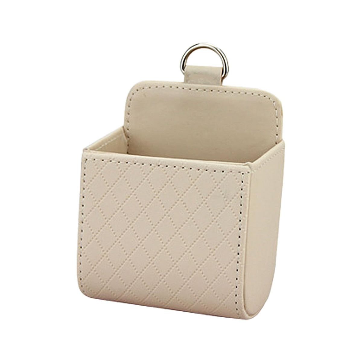 Car Vent Storage Bag, Leather Car Dashboard Organizer Pocket, Beige