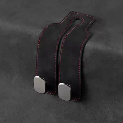 Leather Car Seat Headrest Hooks (2-Pack) - 360° Swivel Double Hooks, Car Seat Back Organizer with Purse Holding & Hide Under Bar Feature, Automotive Interior Stowing & Tidying Accessory