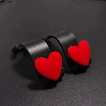 Racing Car Heart-Shape Seat Hooks 2-Piece Set - Tool-Free Back Mount, Dual Functionality Organizer for Front Seats Stowing & Organization, Car Interior Space Saver