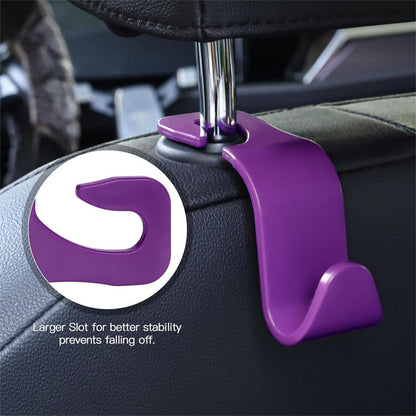 4PCS Car Seat Headrest Hooks for Bags and Coats, Purple