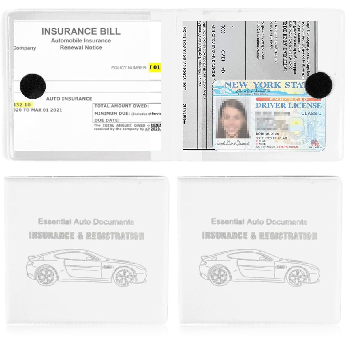 UYYE Car Registration and Insurance Card Holder, Vehicle Glove Box Car Organizer, Interior Car Accessories for Documents, Cards, License - 2 Pack