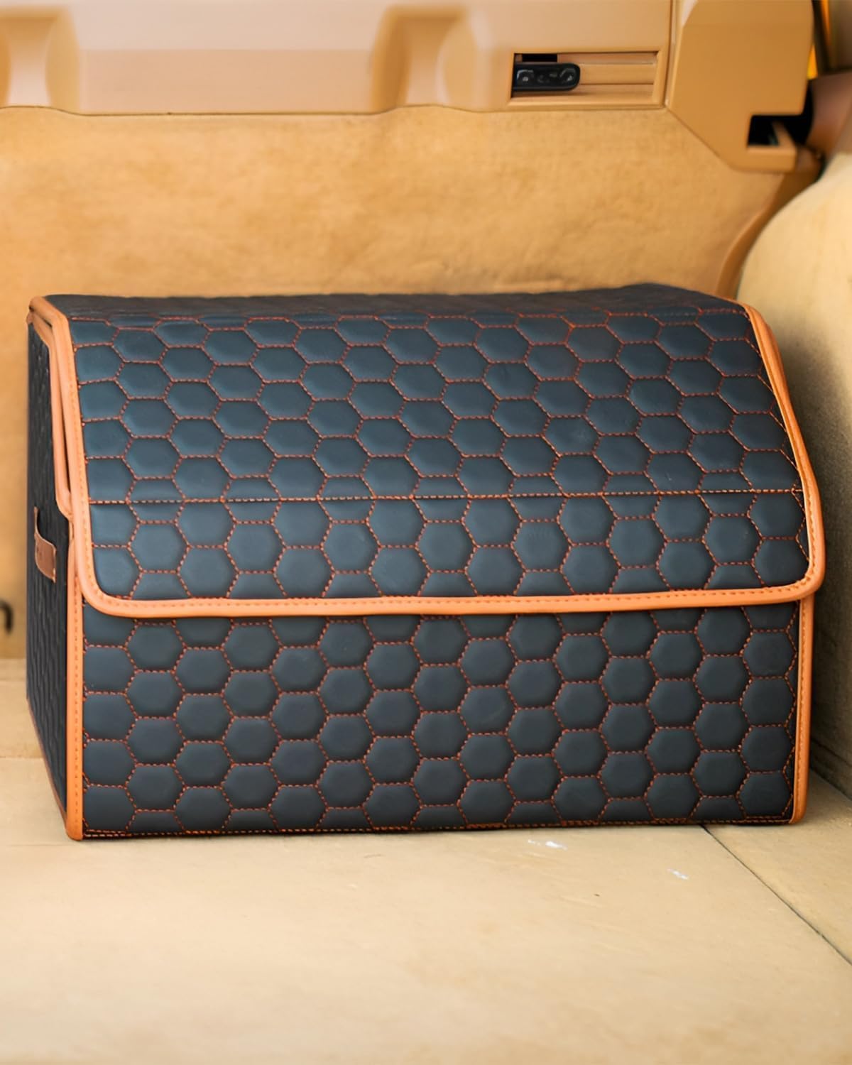 Owleys Trunk Organizer for Car, Lid, PU Leather, 21.6in 50L, 1pc, Black