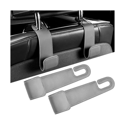 2PCS Car Seat Headrest Hook, Leather Vehicle Seatback Organizer Hanger for Hanging Purses Bags Coats, Auto Seat Back Storage Hook Accessories, Universal for SUV, Sedan, Truck (Black)