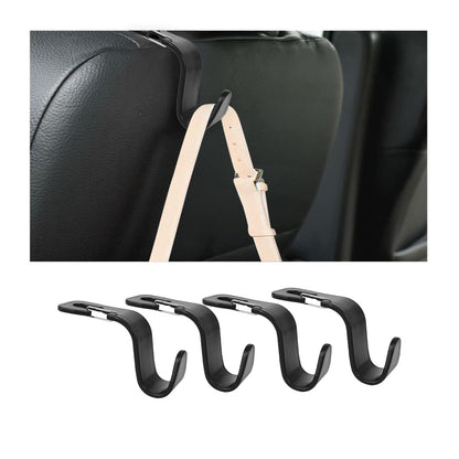 Zpana Car Seat Headrest Hook, 4PCS Vehicle Seat Back Hanger Hook with Metal Lock, Multifunctional Auto Interior Purse Handbag Storage Organizer Accessories, Universal for SUV RV Truck (Black)