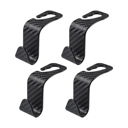 povtii 4 PCS Car Seat Headrest Hooks, Auto Backseat Organizer Hanger Holder, Vehicle Seat Back Storage Hooks for Purse Coat Umbrella Grocery Bag Handbag, Interior Car Accessories (Black)