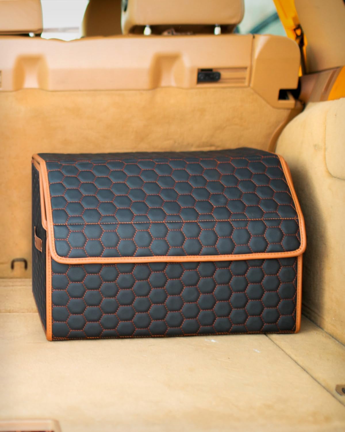 Owleys Trunk Organizer for Car, Lid, PU Leather, 21.6in 50L, 1pc, Black
