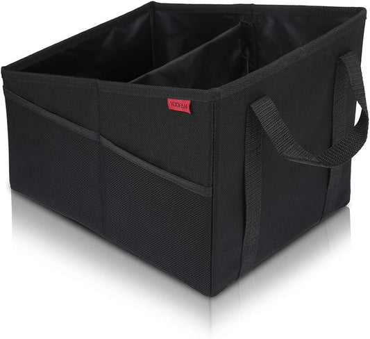 YOOFAN Car Seat Organizer - Passenger Seat Organizer, Collapsible Small Car Seat Storage Organizer for Console Front/Back, Automotive Backseat Organizer with Belt 4 Cup Holders for Kids Accessories