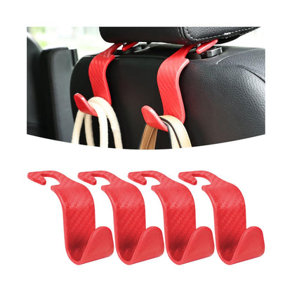Osilly Car Seat Headrest Hook, 4 Pack Auto Seat Hanger Storage Organizer for Purse Handbag Coats Grocery Bags, Car Interior Accessories, Universal Vehicle Backseat Plastic Hanging Hook (Black2)