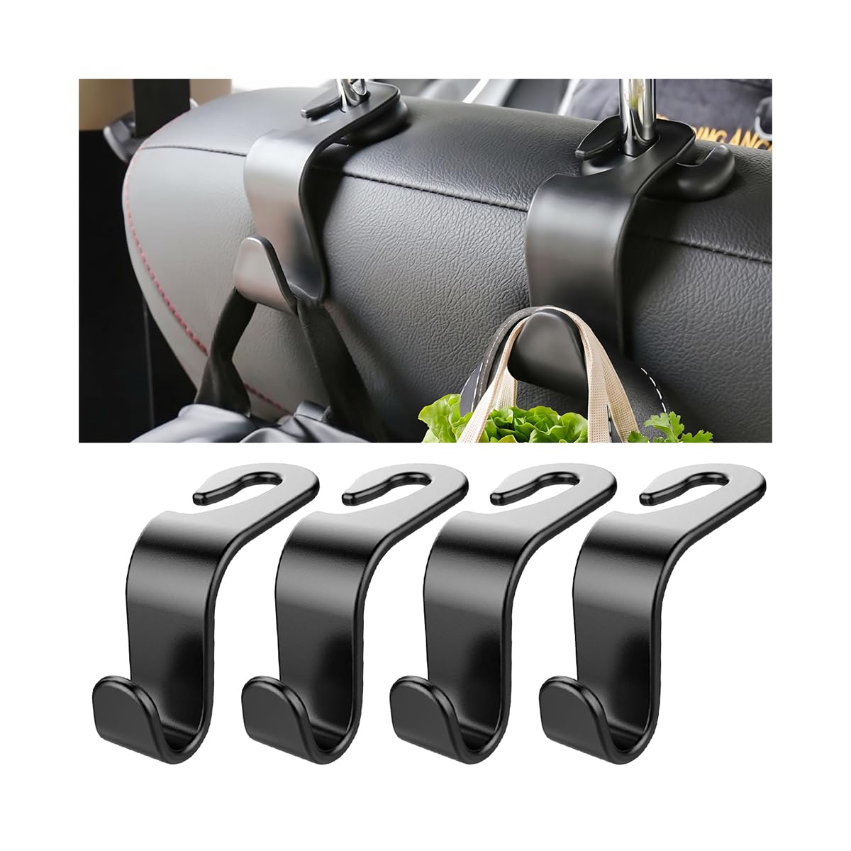 4PCS Car Seat Headrest Hooks for Bags and Coats, Purple