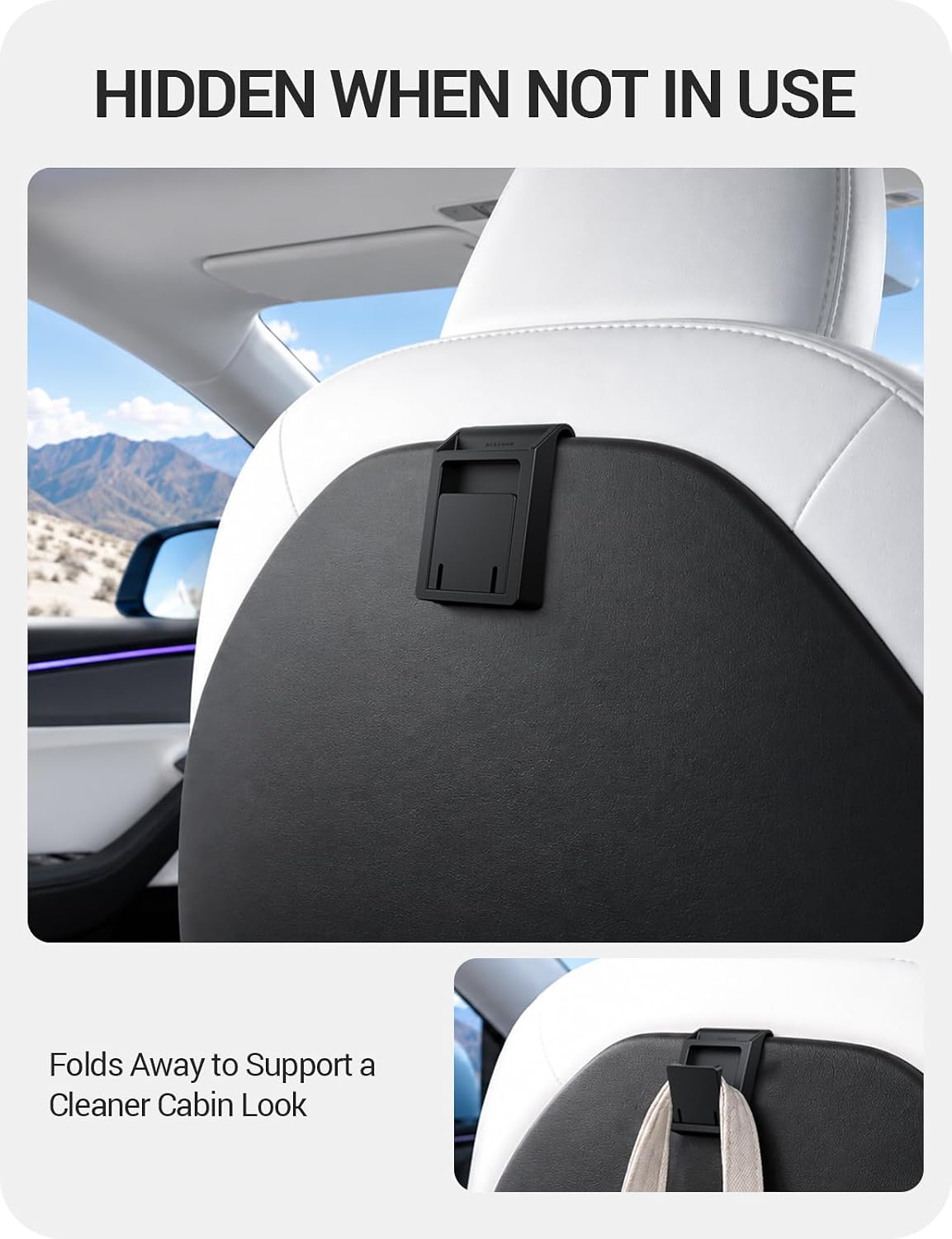 BASENOR Foldable Hook for 2026 Tesla Model Y Juniper/Model 3 Highland