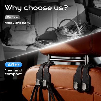 2 Pcs Car Seat Back Storage Hook, 2026 New Heavy Duty Headrest Hooks for Car, Durable Car Seat Hooks Holder Organizer for Purse Bags Handbags Interior Accessories