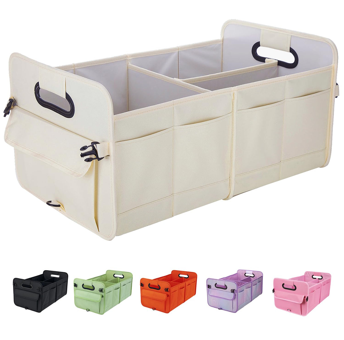 titiyiof Trunk Organizer For Suv & Sedan,Car Organizers and Storage, Waterproof Collapsible & Adjustable Straps,70L Sturdy Car Organization for Car Accessories, Tools,Sundries,2-3Compartment（Orange