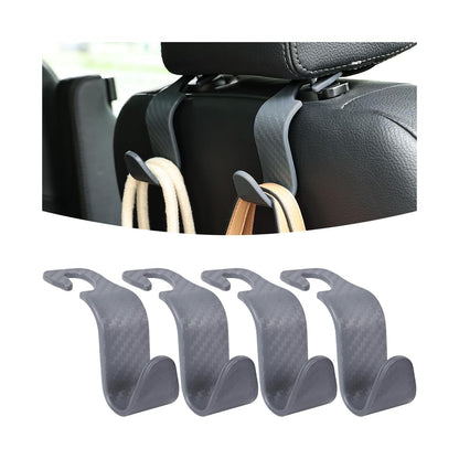 Osilly Car Seat Headrest Hook, 4 Pack Auto Seat Hanger Storage Organizer for Purse Handbag Coats Grocery Bags, Car Interior Accessories, Universal Vehicle Backseat Plastic Hanging Hook (Black2)