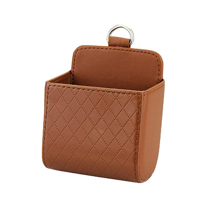 Car Vent Storage Bag, Leather Car Dashboard Organizer Pocket, Beige