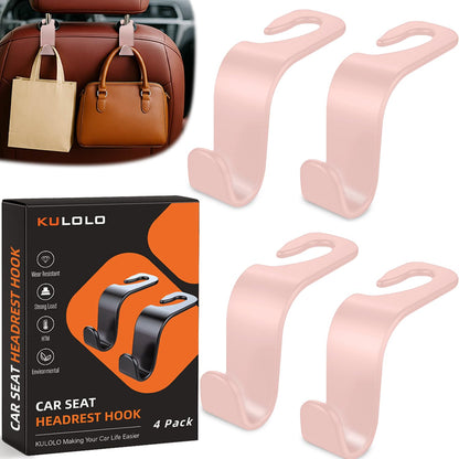 4-Pack Car Seat Hooks - 55 lb Each, Fits 0.32-0.55 in Headrest Rods