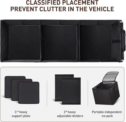 HIRALIY 4-in-1 Car Trunk Organizer with Leakproof Cooler Bag