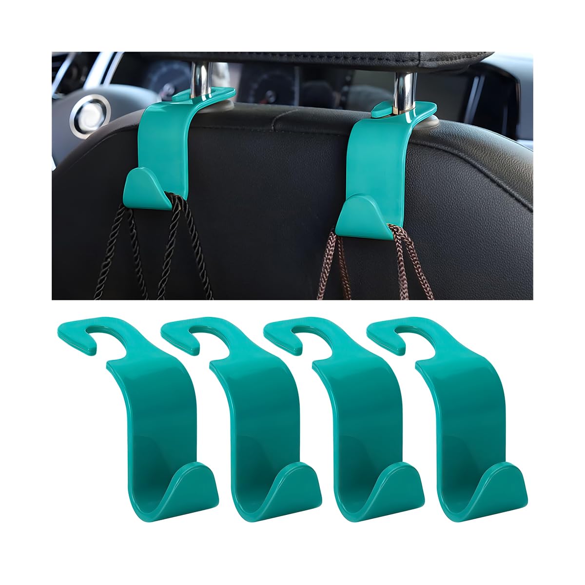 4PCS Car Seat Headrest Hooks for Bags and Coats, Purple