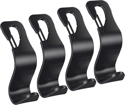 Car Seat Headrest Hooks 4 Pack, Purse Hook for Cars with Non-Slip Lock