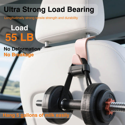 4-Pack Car Seat Hooks - 55 lb Each, Fits 0.32-0.55 in Headrest Rods
