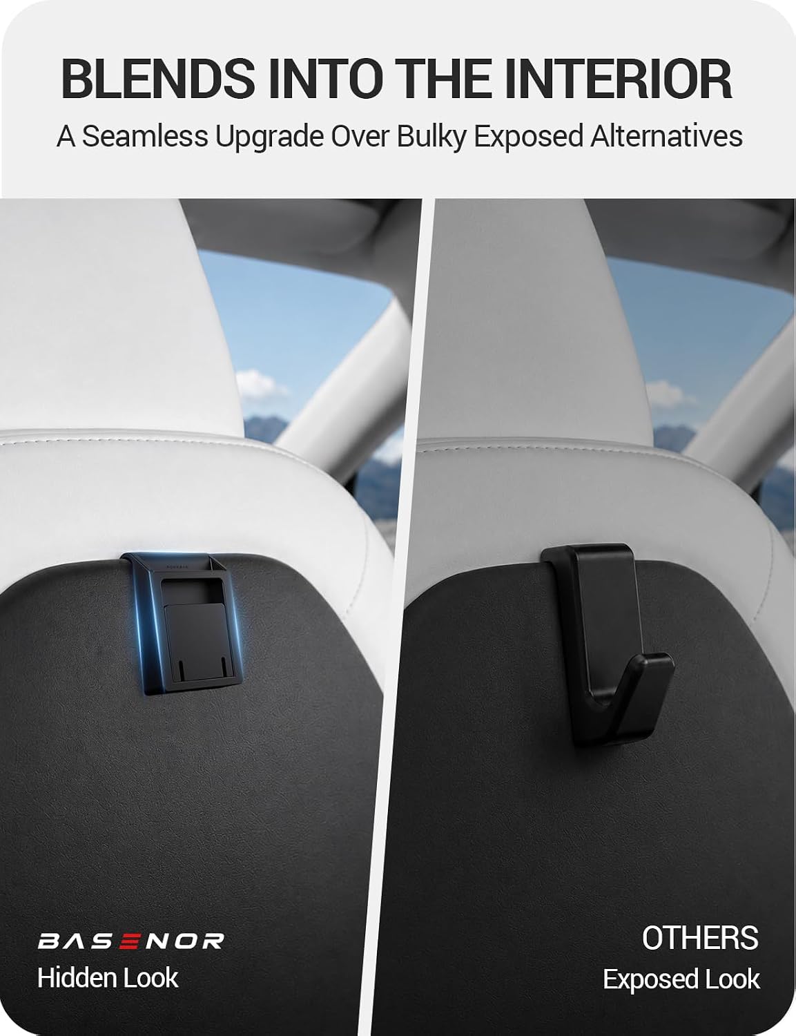 BASENOR Foldable Hook for 2026 Tesla Model Y Juniper/Model 3 Highland