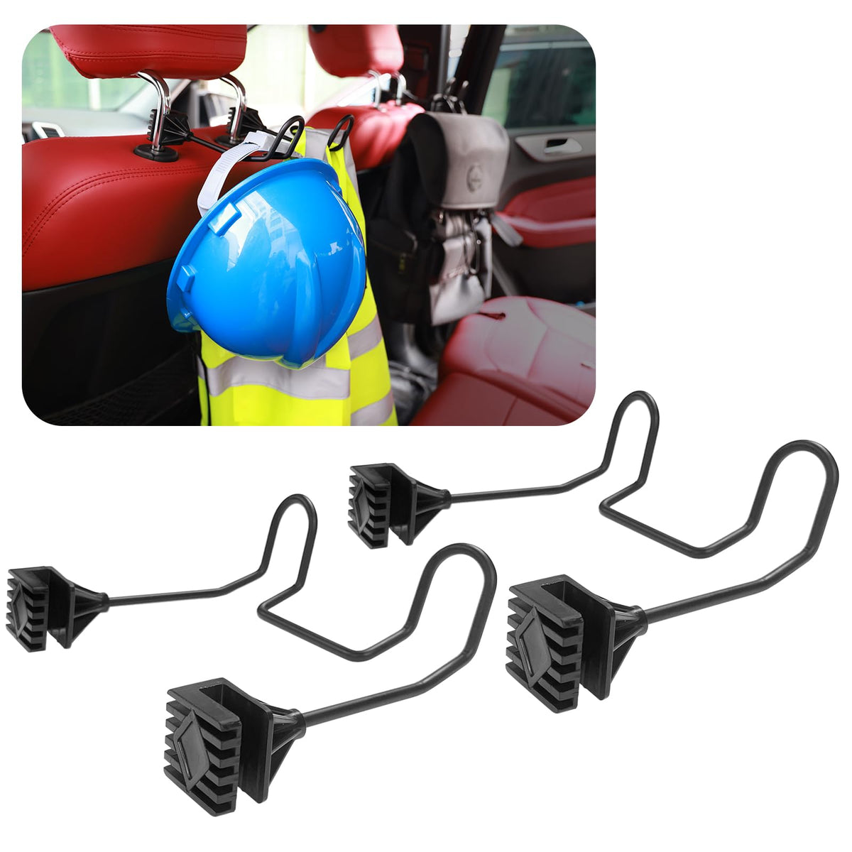 GODLIY Hard Hat Holder for Truck, Heavy-Duty Metal Car Headrest Hooks
