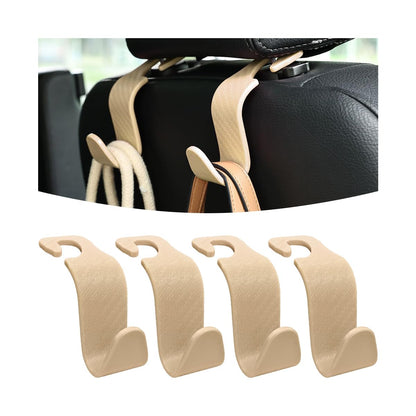 Osilly Car Seat Headrest Hook, 4 Pack Auto Seat Hanger Storage Organizer for Purse Handbag Coats Grocery Bags, Car Interior Accessories, Universal Vehicle Backseat Plastic Hanging Hook (Black2)