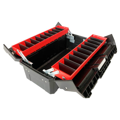 WEWLINE 16.5-Inch Tool Box Organizer 3-Layer Multiplication Plastic Storage Toolbox with Portable Handle Perfect for Home Office Car Trunk Fishing