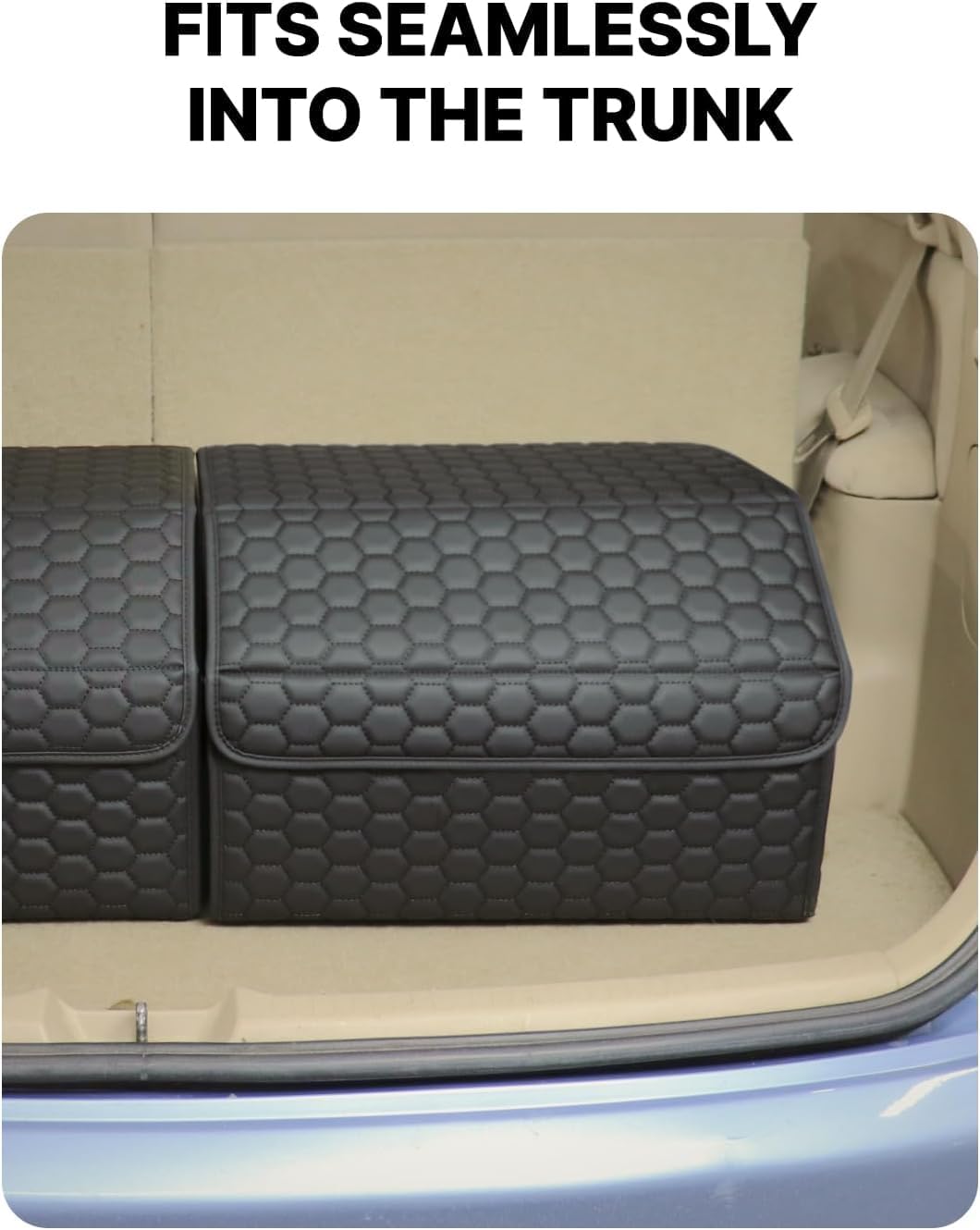 Owleys Trunk Organizer for Car, Lid, PU Leather, 21.6in 50L, 1pc, Black