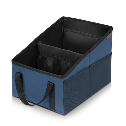 YOOFAN Car Seat Organizer - Passenger Seat Organizer, Collapsible Small Car Seat Storage Organizer for Console Front/Back, Automotive Backseat Organizer with Belt 4 Cup Holders for Kids Accessories