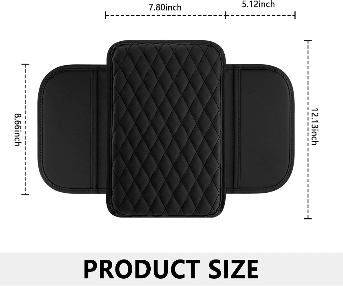Stacool Upgraded Car Center Console Cover,Microfiber Leather Car Armrest Cover Cushion with 2 Storage Bags,Universal Car Armrest Storage Box (Black)
